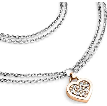 Náhrdelník Dámský náhrdelník zlato mix 585/1000 přírodní diamant 0.096 ct G/SI růžového se srdíčkem 10881-NH02-BCV délka 42 cm