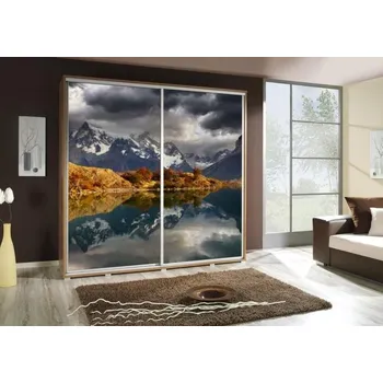 Šatní skříň Skříň PENELOPA 205 hory, dekor korpusu kaštan wenge