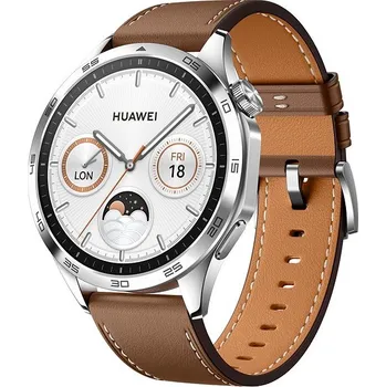 HUAWEI Watch GT 4 46 mm Silver Brown Leather Strap Zbozi.cz