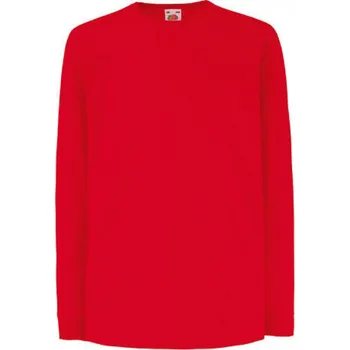 Fruit of the Loom Dětské 100% bavlněné lehčí tričko s dlouhým rukávem Barva: červená, Velikost: 152 F240K