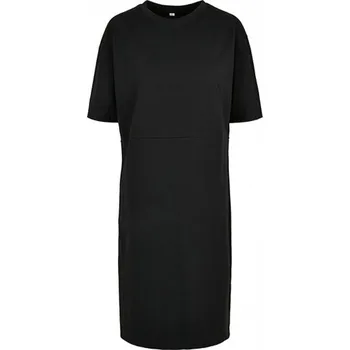 Dámské šaty Build Your Brand Organické oversize šaty s rozparkem a spadlými rameny Barva: Černá, Velikost: 3XL BY181