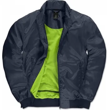 Pánský bomber B&C Prodyšný voděodolný pánský bomber s kontrastní podšívkou ze síťoviny Barva: modrá námořní - zelená, Velikost: M BCJM963
