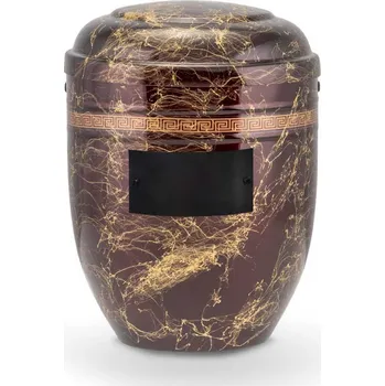 Smuteční dekorace Pohřební Hliníková urna na popel, h-klasik, hliník-vínově-zlatá, štítek č. 51, 100 x 50, bez výzdoby