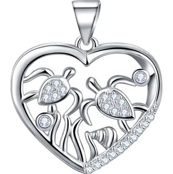 Přívěsek Stříbrný přívěsek želvy v srdíčku