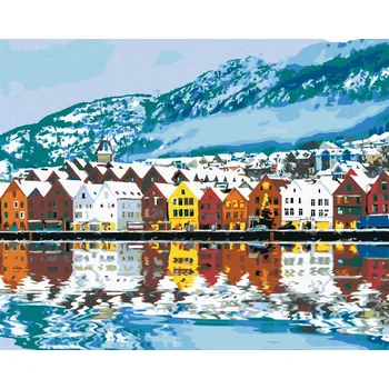 Hračka Diamondi Diamantové malování - MĚSTEČKO BERGEN V NORSKU Rozměr: 40x50 cm, Rámování: bez rámu a bez vypnutí plátna