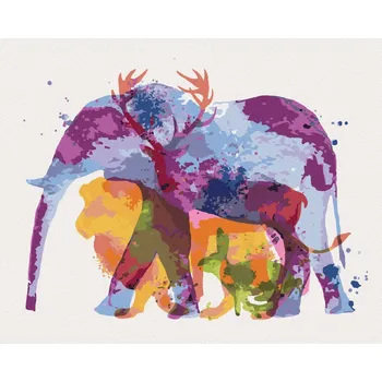 Diamondi Diamantové malování - SLON, JELEN, LEV A KRÁLÍK Rozměr: 40x50 cm, Rámování: bez rámu a bez vypnutí plátna