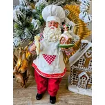 Vánoční dekorace Santa cukrář s perníkovou chaloupkou - 13*10*28 cm