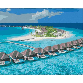 Diamondi Diamantové malování - RÁJ NA MALEDIVÁCH Rozměr: 40x50 cm, Rámování: bez rámu a bez vypnutí plátna