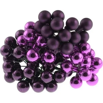 Vánoční dekorace Baňky na drátku 1,5cm, 72ks FIALOVÉ