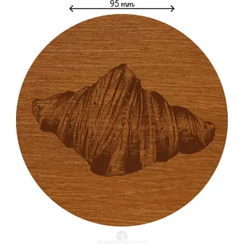 Podtácek WoodenPuzzle.cz Kulatý dřevěný podtácek s motivem - Croissant Počet: sada 6 ks