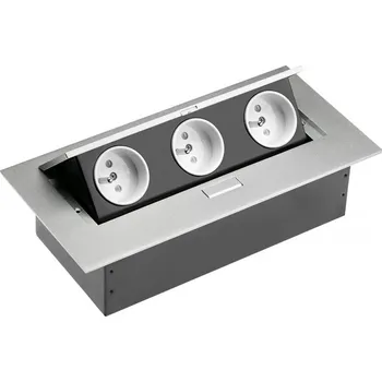Elektrická zásuvka Obdélníková výsuvná zásuvka, 3x 240V, hliník