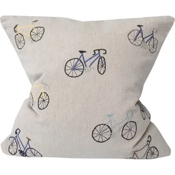 Dekorativní polštářek Vyšívaný povlak na polštář BICYCLES natural 50x50, Fine Little Day Švédsko