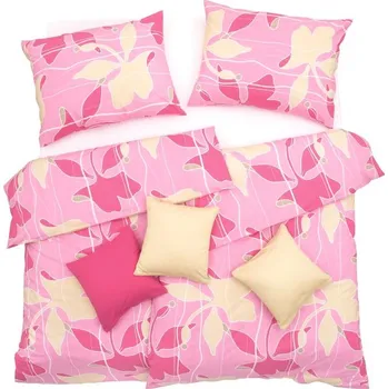 Povlečení SCANquilt povlečení KLASIK květy růžová 140 x 220/70 x 90 cm