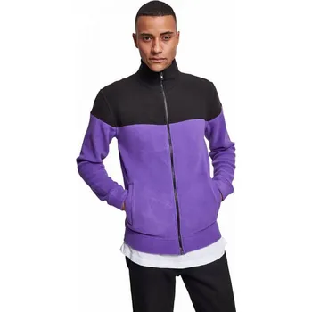 Pánská mikina Dvoubarevná fleecová mikina Urban Classics se stojáčkem Barva: fialová - černá, Velikost: M