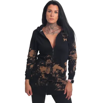 Dámská mikina Yakuza Wild Flowers Long Zip Mikina s Kapucí Černá S