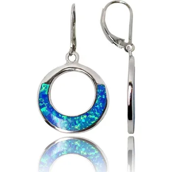 Náušnice Stříbrné visací opálové náušnice kolečka