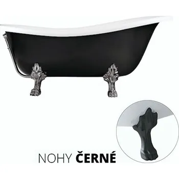 Vana Besco Akrylátová volně stojící vana Otylia BW 160x77 (170x77) s přepadem Rozměry (cm): 160x77, Typ a barva výpustě: bez odpadového sifonu, Barva podpěrných nožek: Černá mat