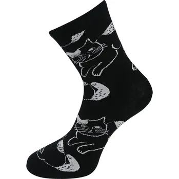 Dámské ponožky Dámské ponožky s potiskem koček NZP856 - černé barvy 9001717-5 Velikost ponožek: 35-38