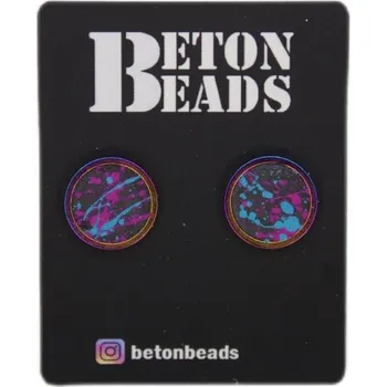 Náušnice Náušnice cákané tmavé větší - Betonbeads 0000747