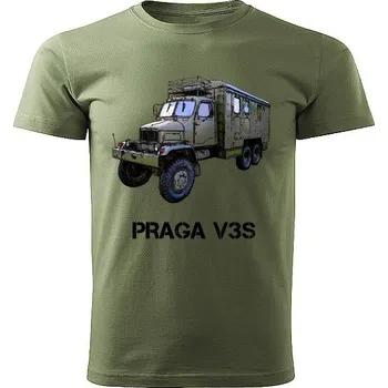 Chlapecké tričko vojenské tričko PRAGA V3S khaki 158 (tričko s vojenskou technikou )