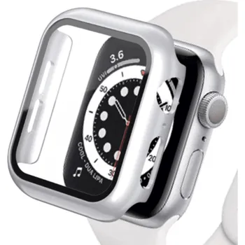 Příslušenství k chytrým hodinkám 2v1 Kryt s ochranným sklem na Apple Watch 45 mm (9.série) - stříbrný