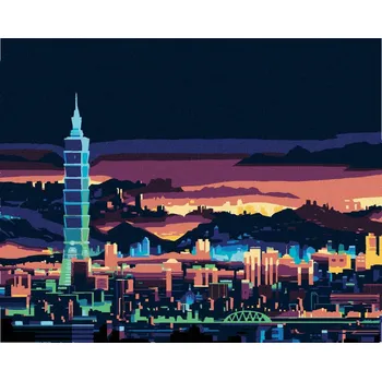 Hračka Diamondi Diamantové malování - KRÁSNÉ NOČNÍ MĚSTO Rozměr: 40x50 cm, Rámování: bez rámu a bez vypnutí plátna