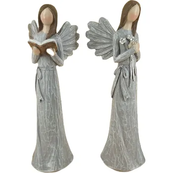 Vánoční dekorace Anděl stojící šedý 25 cm