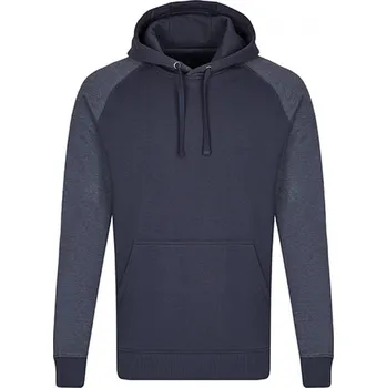 Pánská mikina Pánská kontrastní klokánka Miners Mate s třídílnou dvouvrstvou kapucí Barva: modrá námořní mikina s melírovými rukávy, Velikost: M MY610