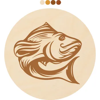 Podtácek WoodenPuzzle.cz Kulatý dřevěný podtácek s motivem - Ryba Počet: sada 6 ks