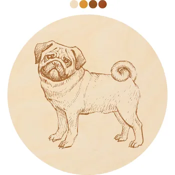 Podtácek WoodenPuzzle.cz Kulatý dřevěný podtácek s motivem - Mops Počet: 1 kus