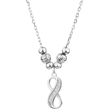 Náhrdelník Stříbrný náhrdelník se zirkony - nekonečno, kuličky - AP535-8325