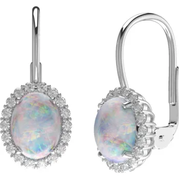 Náušnice Couple, Půvabné náušnice Ophelia II se zirkony a syntetickými opály, bílé zlato, 1180869-0-0-18