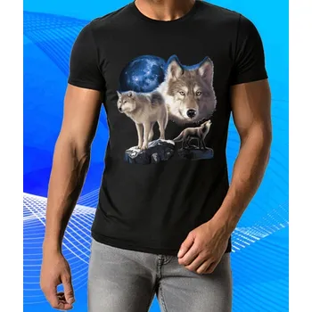 Chlapecké tričko tričko vlci na skále XS (tričko s vlky)