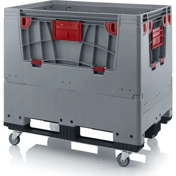 paleta Skládací big boxy se 4 dvířky 120 x 80 x 114 cm, 4 kolečka, 3 ližiny - Stříbrošedá - materiál: 1 A nový materiál HD-PE - KLK 1208KR