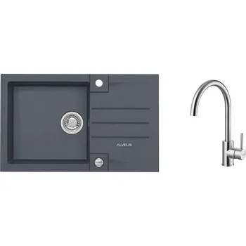 Alveus ROCK 130 TWILIGHT Set - různé typy baterií Dřez / Set: Set, Baterie: Set Elza kartáčová nerez