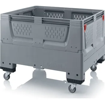 paleta Skládací big boxy s větracími otvory 120 x 100 x 93 cm, 4 kolečka - Stříbrošedá - materiál: 1 A nový materiál - KSO 1210R