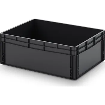 paleta ESD euro přepravky 80 x 60 x 32 cm - Dopravní černá - materiál: ESD PP - ESD EG 86/32 HG
