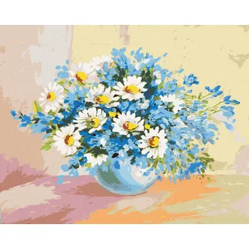 Diamondi Diamantové malování - HEŘMÁNEK A MODRÉ KVĚTINY Rozměr: 40x50 cm, Rámování: bez rámu a bez vypnutí plátna