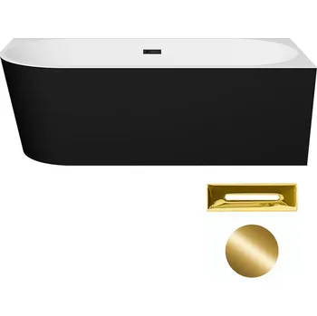 Besco Akrylátová volně stojící rohová vana Zoya BW 150x75 (170x80) bílá/černá Rozměry (cm): 170x80, Typ a barva výpustě: Click-Clack s přepadem, zlatá, Orientace: Pravá