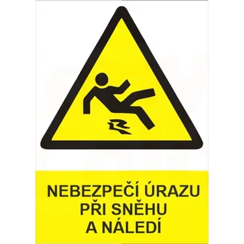 Samolepící etiketa NEBEZPEČÍ ÚRAZU PŘI SNĚHU A NÁLEDÍ