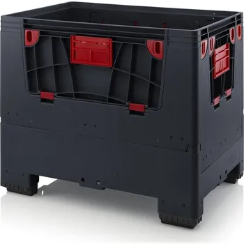 paleta Skládací ESD big boxy se 4 dvířky 120 x 80 x 100 cm, 4 nohy - Dopravní černá - materiál: ESD PP - ESD KLK 1208