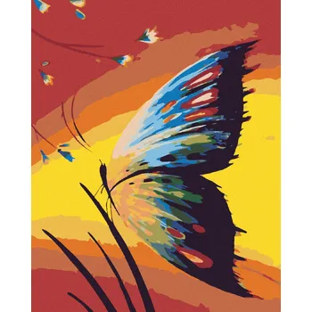 Diamondi Diamantové malování - MOTÝL V TRÁVĚ A ZÁPAD SLUNCE Rozměr: 40x50 cm, Rámování: bez rámu a bez vypnutí plátna