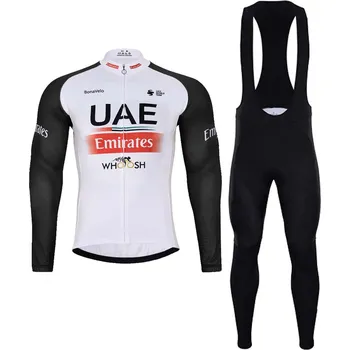 cyklistický dres BONAVELO Cyklistický zimní dres a kalhoty - UAE 2024 WINTER - černá/bílá/červená