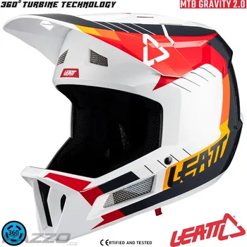 Cyklistická přilba Integrální MTB helma LEATT MTB 2.0 Gravity Helmet V24 White Red 2025 M