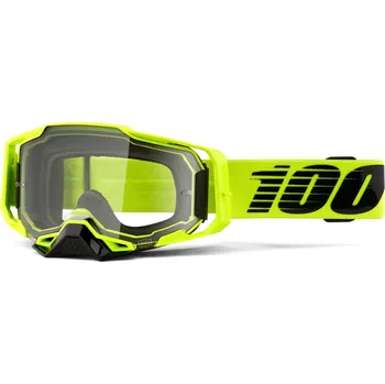 Motocyklové brýle Moto brýle 100% ARMEGA Nuclear Citrus (čiré plexi s čepy pro slídy)