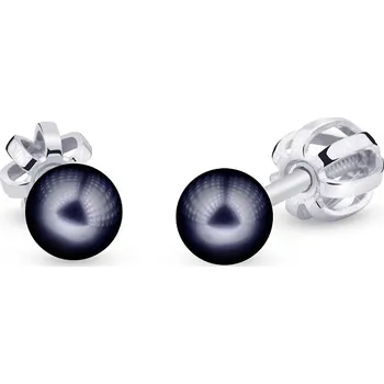 Náušnice ŠPERKY-NM, Zlaté náušnice s černou perlou 875 bílé zlato Velikost perly: 3mm