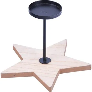 Svícen Svícen hvězda, dřevo a kov, 15cm