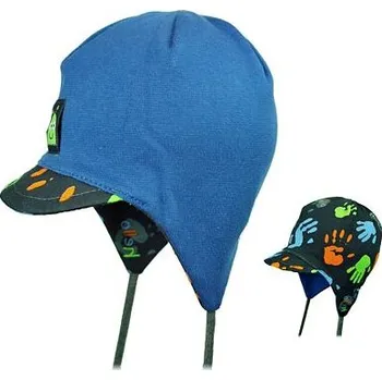 Kojenecká čepice bavlněná oboustranná čepice pro obvod hlavy 40 až 48 cm modrá velikost 42