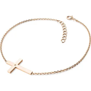 Šperk Dámský náramek žluté zlato 585/1000 přírodní diamant 0.006 ct kříž 10947-NR01-CV-Champ délka 17 cm