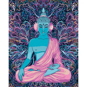Diamondi Diamantové malování - FIALOVÝ BUDDHA Rozměr: 40x50 cm, Rámování: bez rámu a bez vypnutí plátna